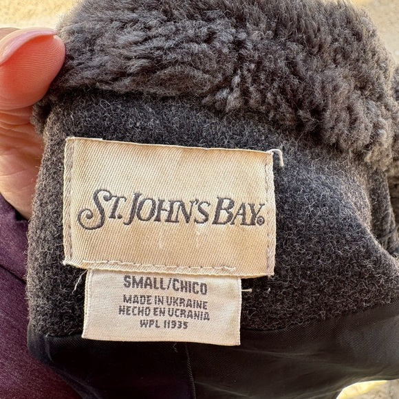 St. John's Bay Wool charcoal Gray Button Up Lined Heavy Coat womens Sz S used - Picture 10 of 10